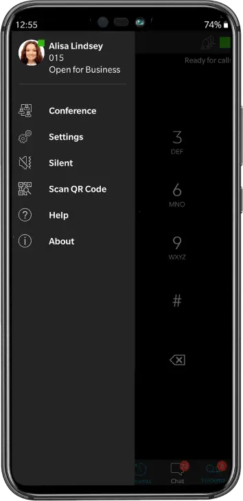 Smartphone con centralita virtual instalada